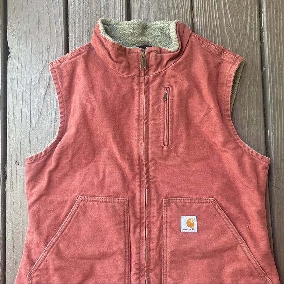 Carhartt Women’s Sherpa Lined Vest Vintage Rose Size Medium WV001 VRS RARE, EUC - Picture 5 of 12